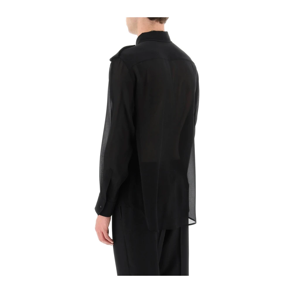 Saint Laurent Klassieke Witte Button-Up Overhemd Black Heren