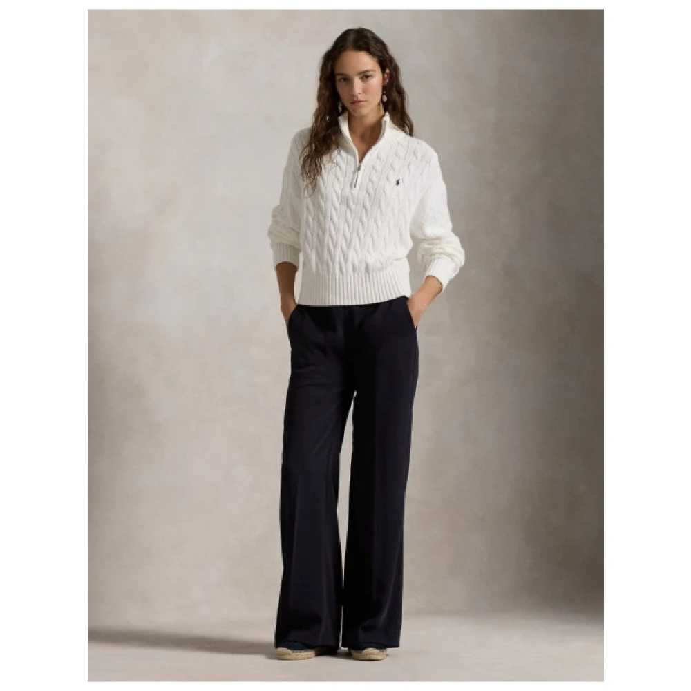 Polo Ralph Lauren Twist Gebreide Half-Zip Trui White Dames