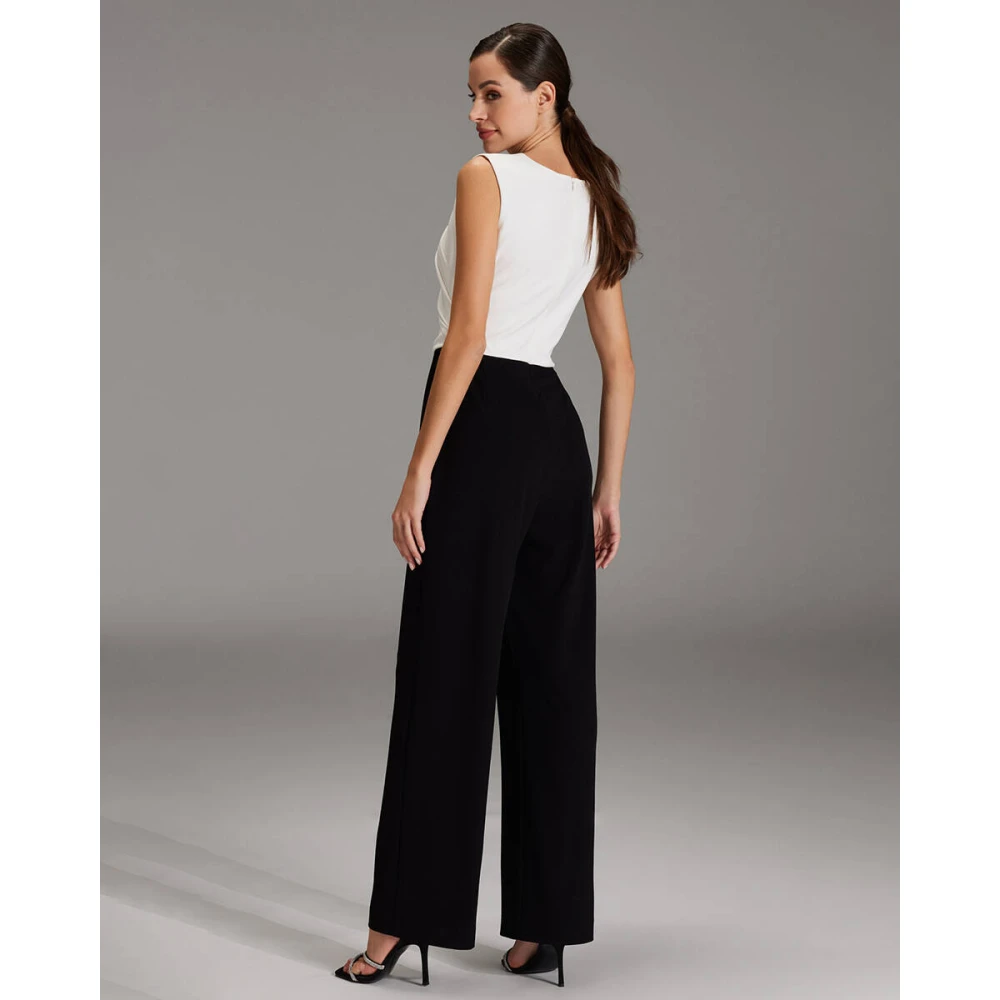 Swing Crepe Jersey Jumpsuit met Kleur Black Dames