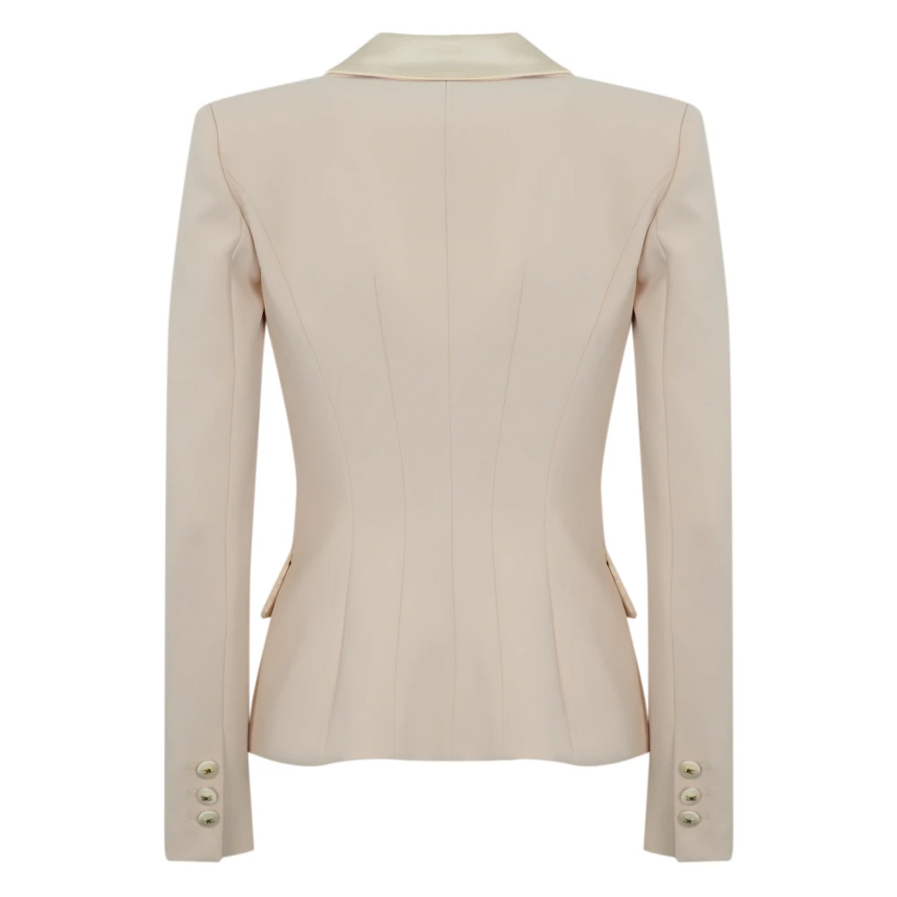 Elisabetta Franchi Crepe stretch jas met satijndetails White Dames