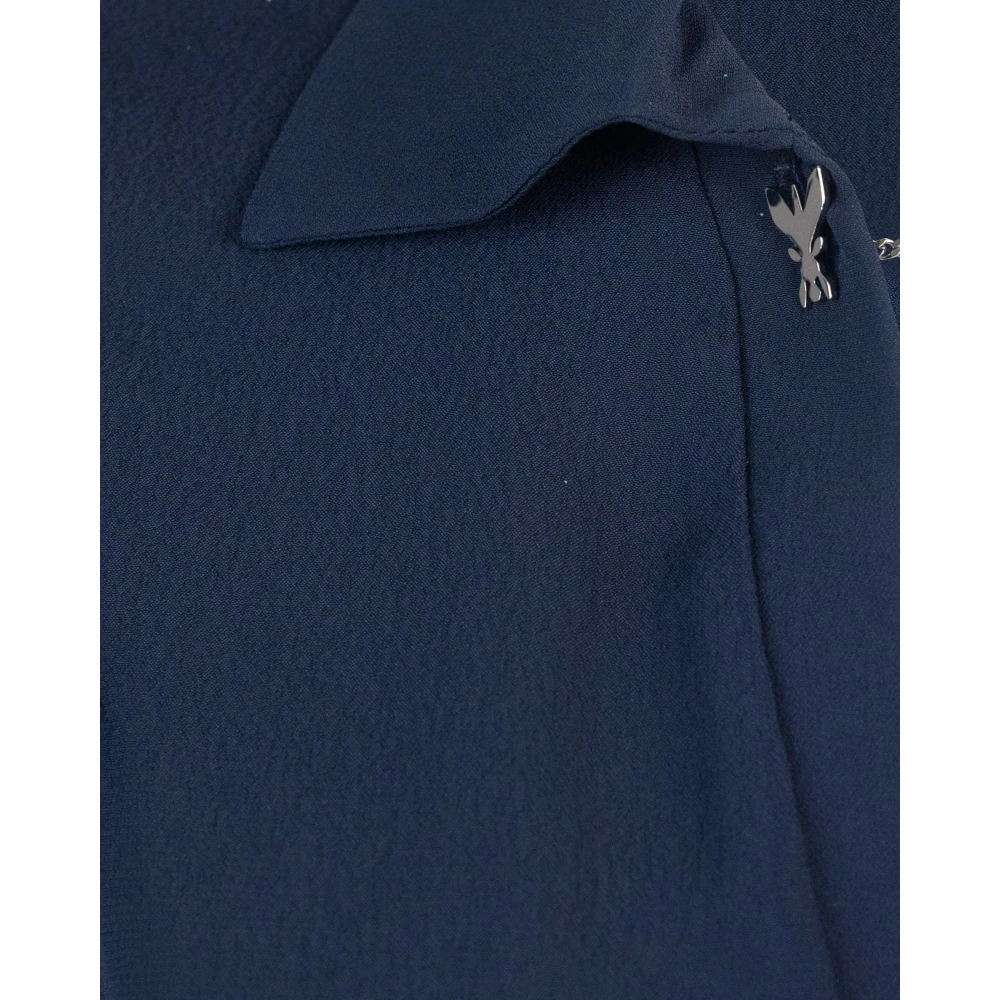 PATRIZIA PEPE Blauwe Viscose Shirt Zachte Pasvorm Korte Mouw Blue Dames