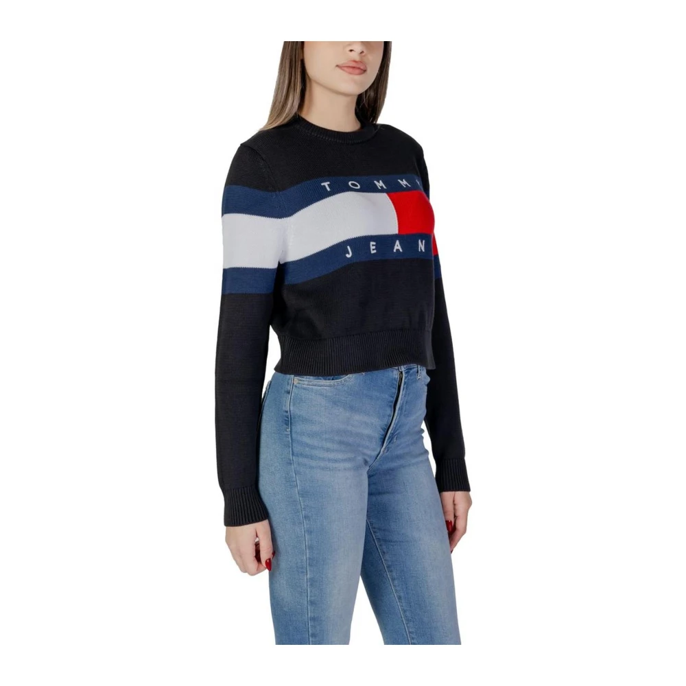 Tommy Jeans Zwarte Geregenereerde Katoenen Sweatshirt Black Dames