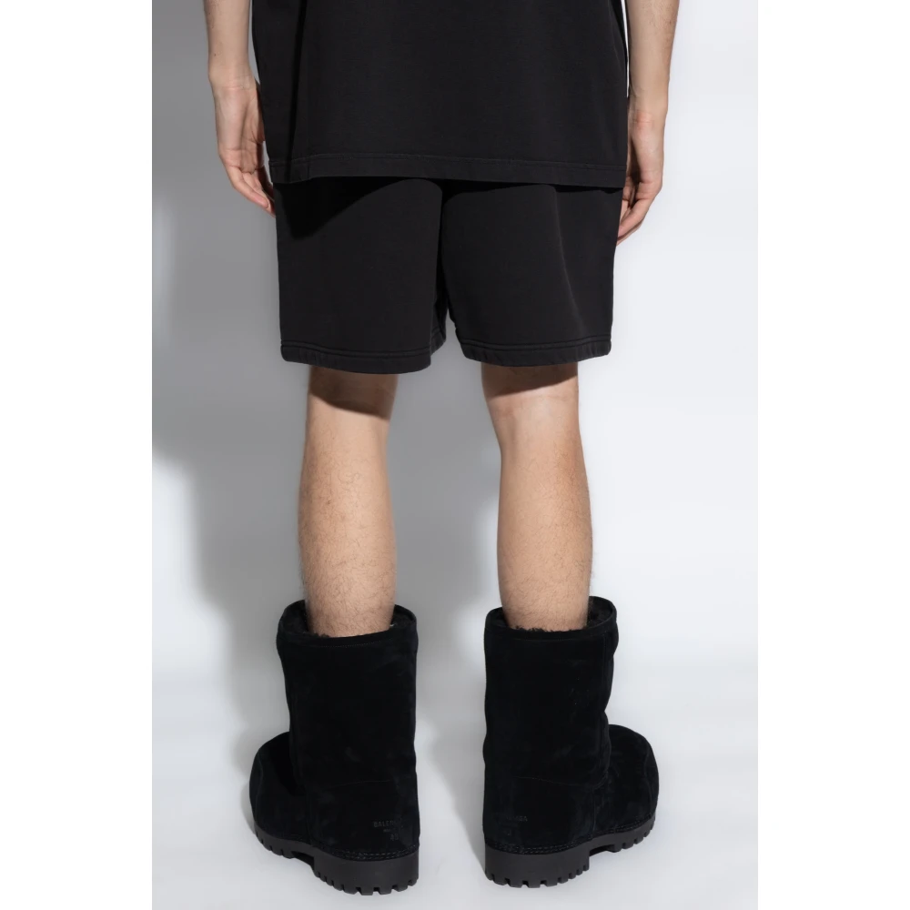 Balenciaga Katoenen shorts met gedrukt logo Black Heren