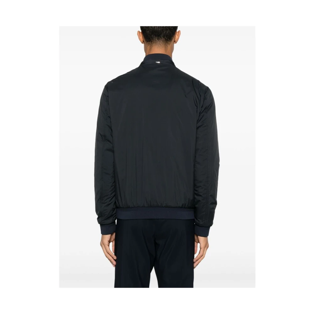 Herno Midnight Blue Zip-Front Ribgebreid Jasje Blue Heren