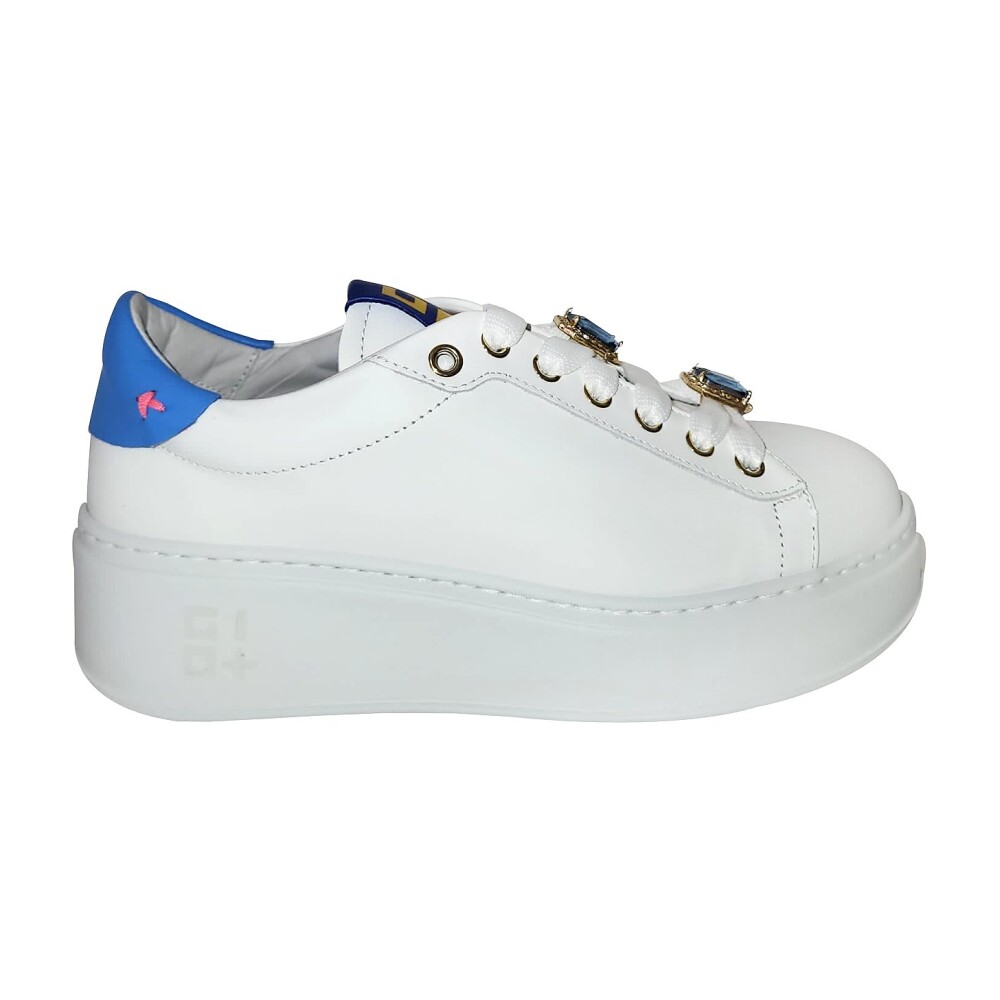 Sneakers Plataforma Blancas y Azules Italianas Gio Zapatillas Miinto