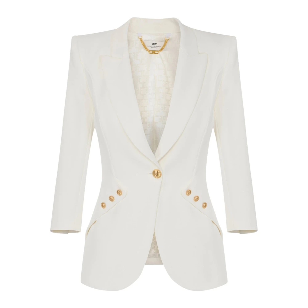 Elisabetta Franchi Gestructureerde blazer met logoknopen White Dames