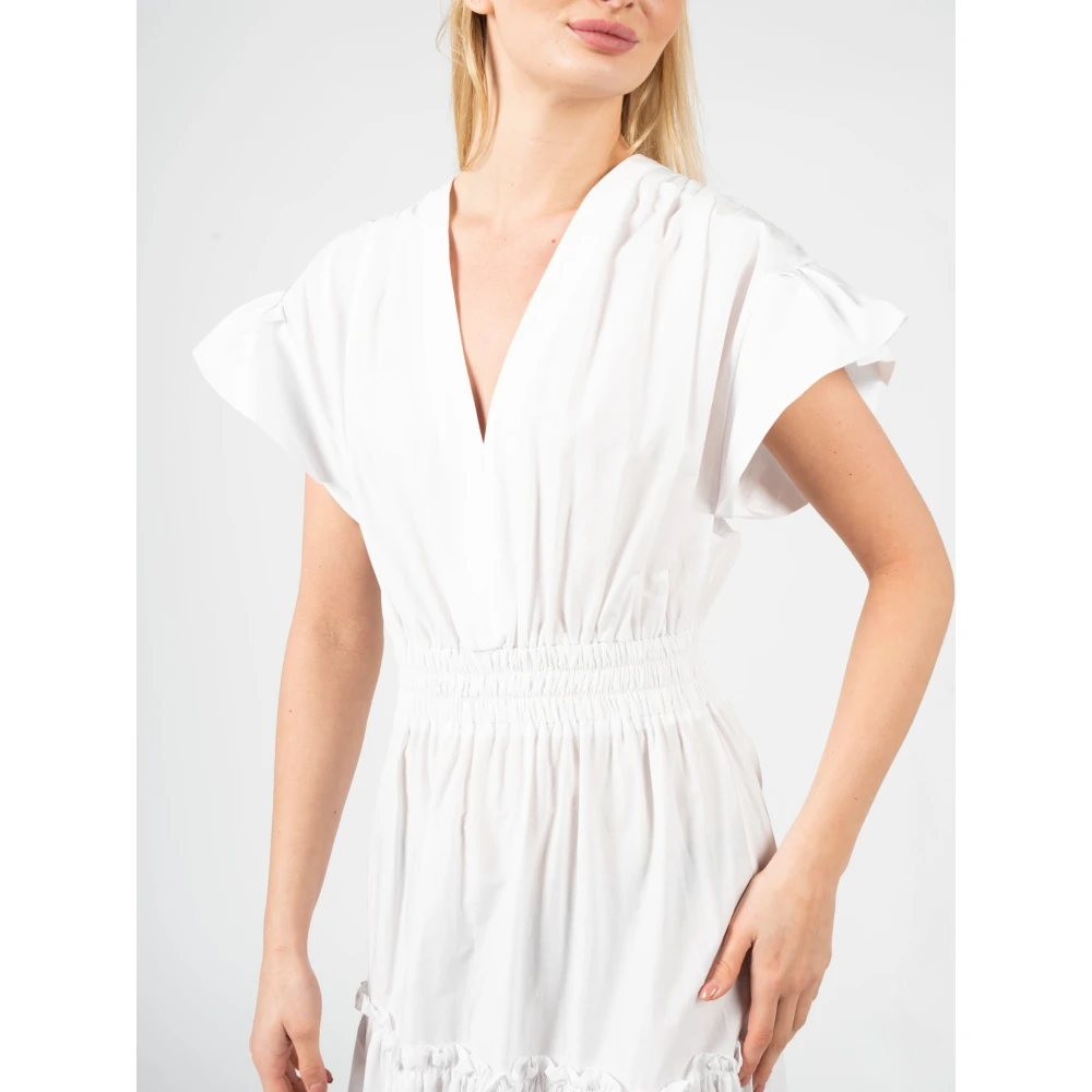 pinko Elegante Poplin Jurk White Dames