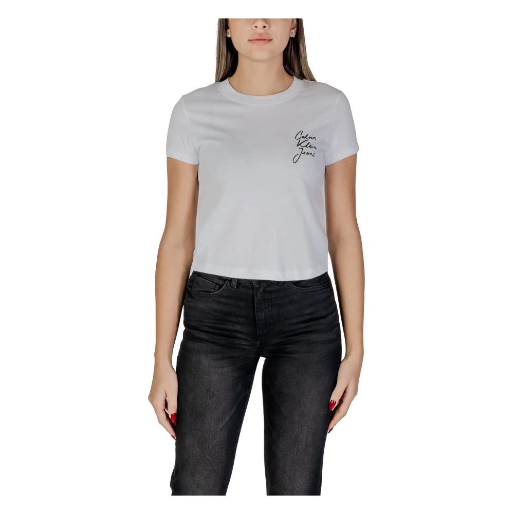Calvin Klein Jeans Witte Script Tee voor vrouwen White Dames