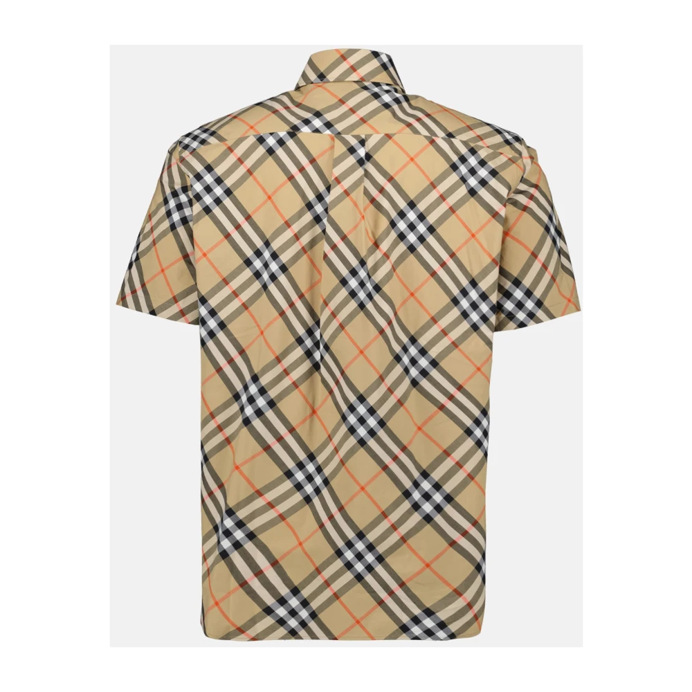 Burberry Geruite Shirt Groen Print Katoen Beige Heren