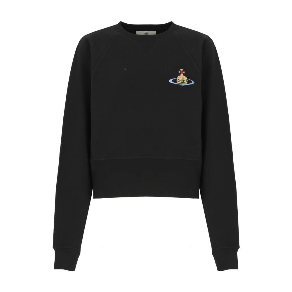 Vivienne Westwood Zwart Cropped Sweatshirt met Orb Borduursel Black Dames