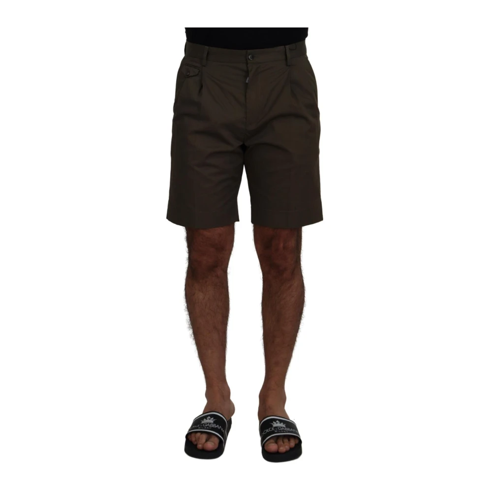 Dolce & Gabbana Men's Green Pleated Chino Shorts