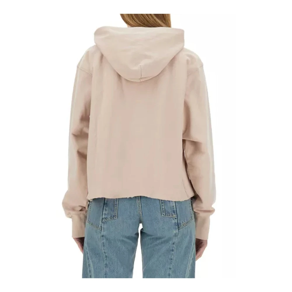 Maison Margiela Logo Sweatshirt met Slouchy Hood Pink Dames
