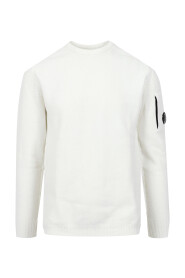 Biała bawełniana sweter chenille z ściągaczem
