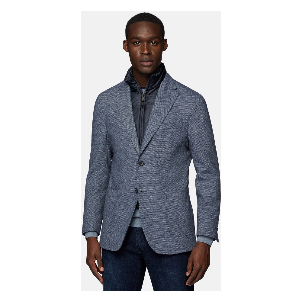 Boggi Milano Micro Fancy Wol Afneembare Bij Blazer Gray Heren