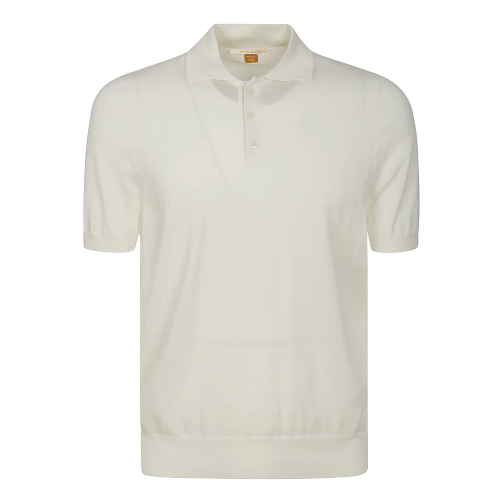 Hindustrie Witte Polo Shirt met Knoopsluiting Beige Heren