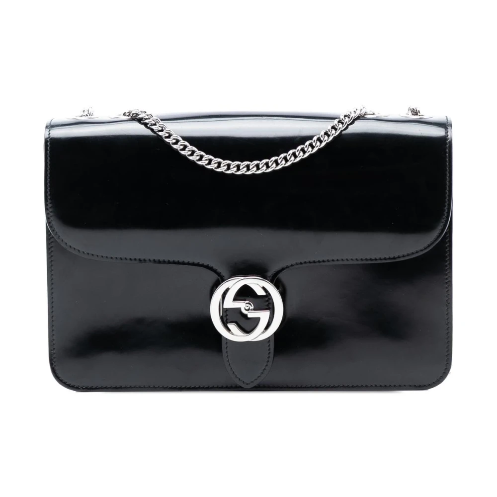 Gucci Vintage Women's Black Vintage Cross Body Bags, One Size, Pre-Owned Chain Leather Bag