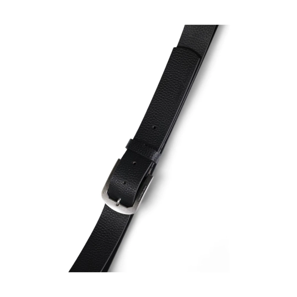 Calvin Klein Zwarte Leren Riem voor Mannen Black Heren