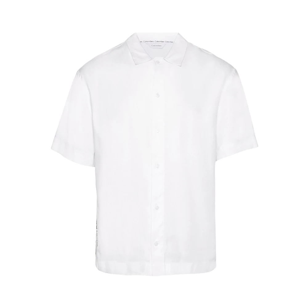 Calvin Klein Stijlvolle Korte Mouw Overhemden voor Mannen White Heren