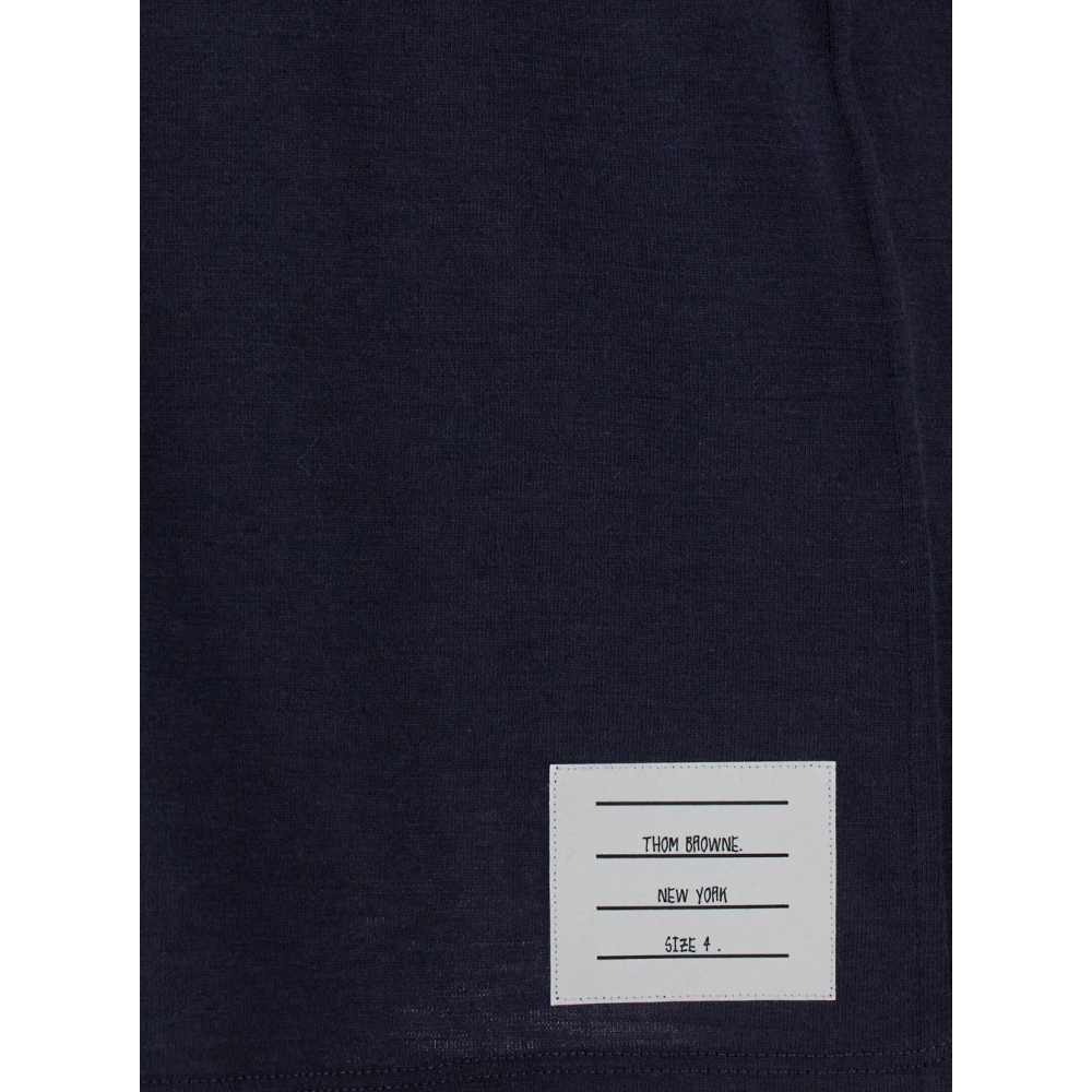 Thom Browne Blauw Logo Patch T-shirt en Polo Blue Heren