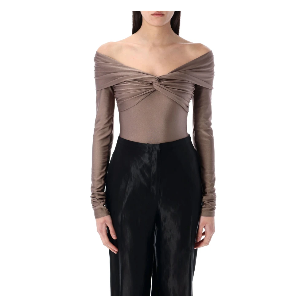 Andamane Off-Shoulder Greige Topwear Ss25 Beige Dames