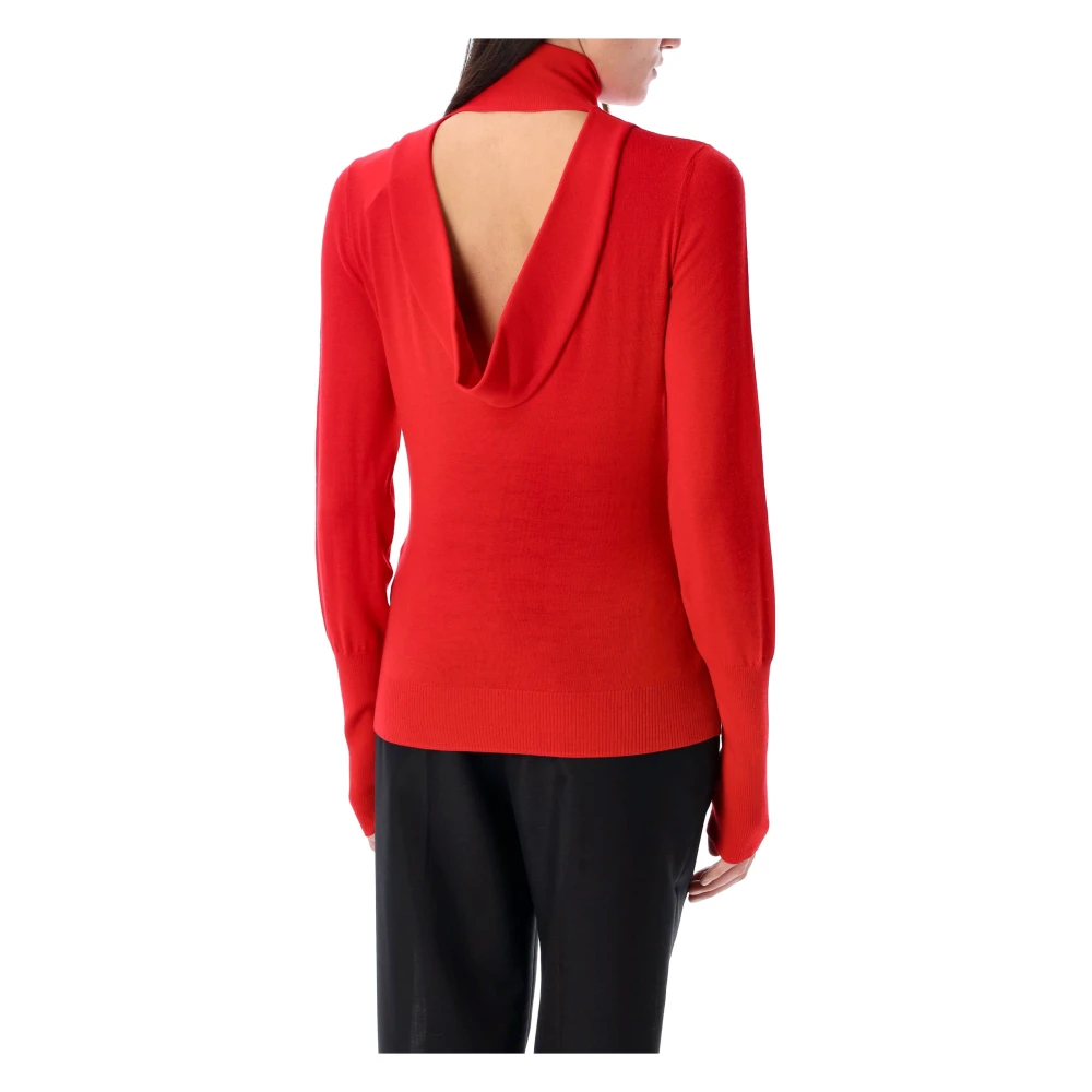 Givenchy Rode Gebreide Trui met Open Rug Red Dames
