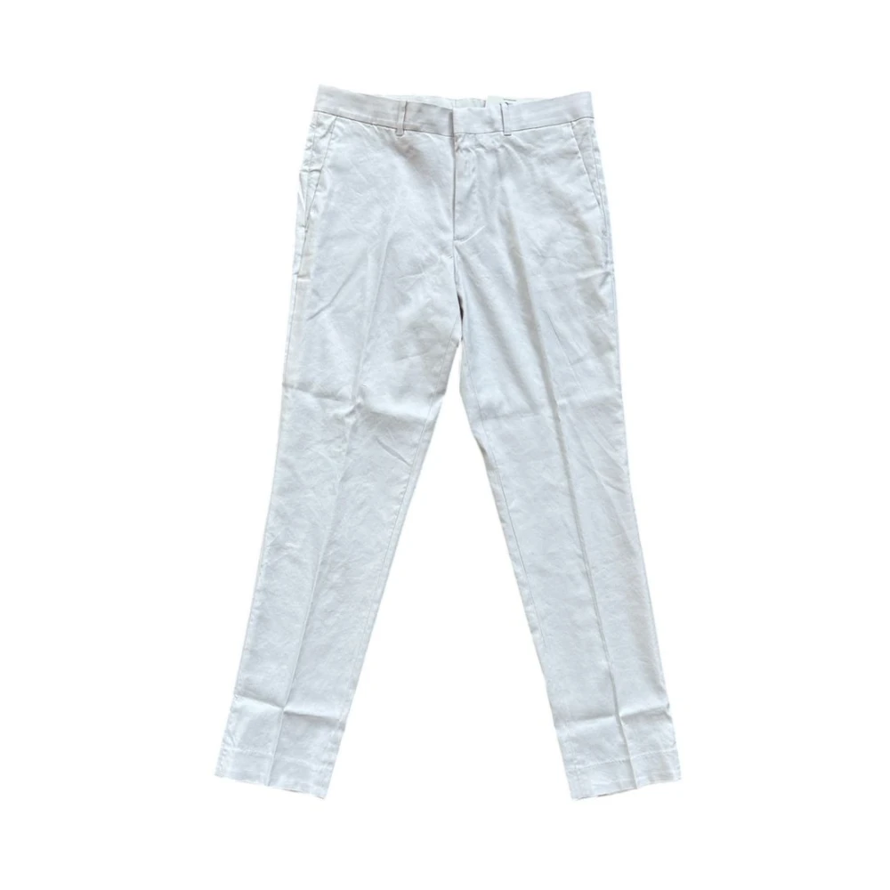 Calvin Klein Men's White Chinos, Xl, Slim Linen Blend Suit Trousers