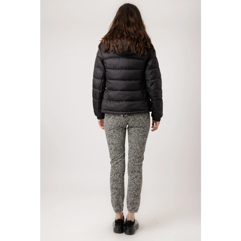 Fuchs Schmitt Gewatteerde jas met capuchon en rits Black Dames