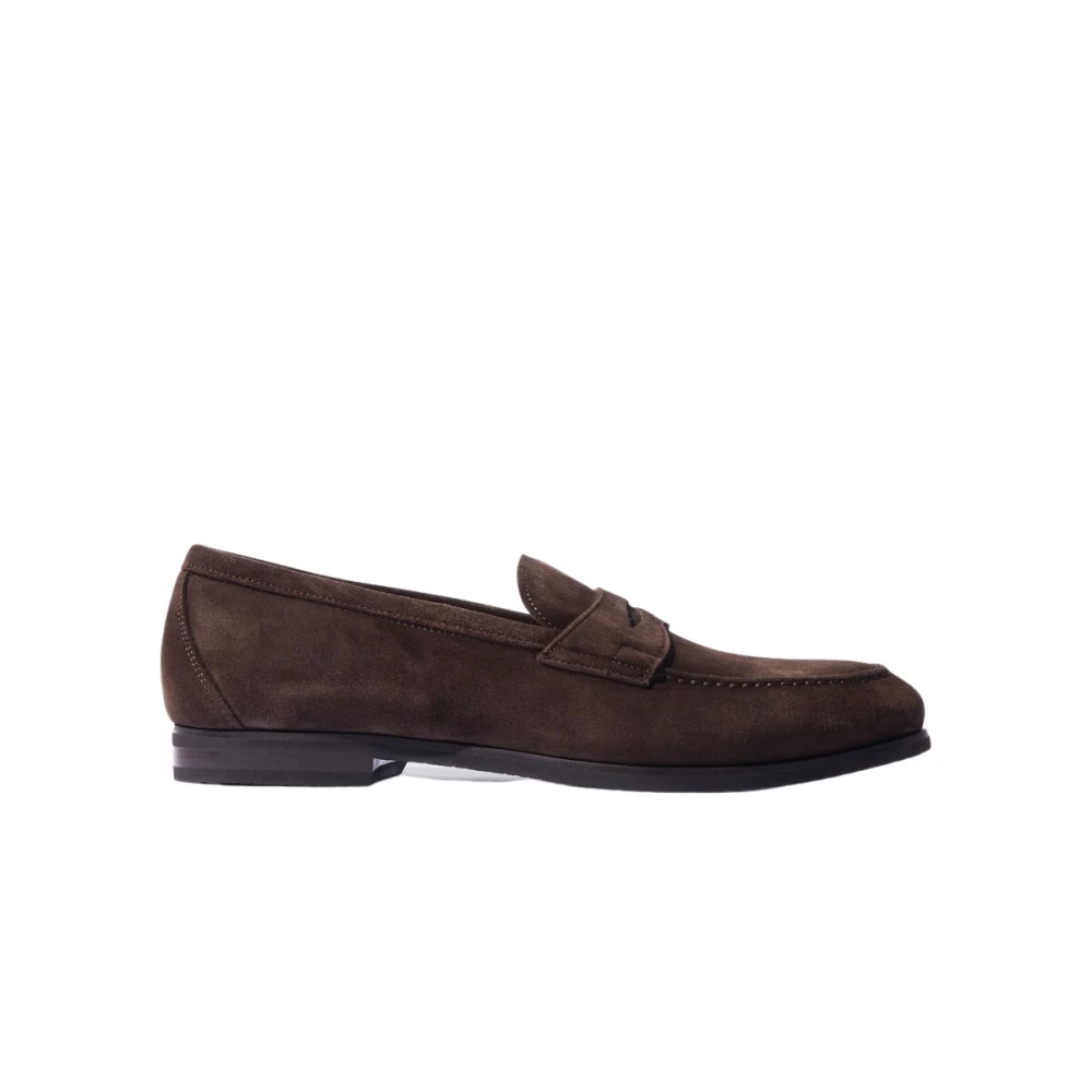 Scarosso Handgjorda Italienska Penny Loafers - Mörkbrunt Mocka Brown, Herr