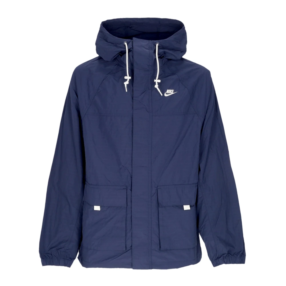 Nike Midnight Navy Wit Windbreaker Jas met Capuchon Blue Heren