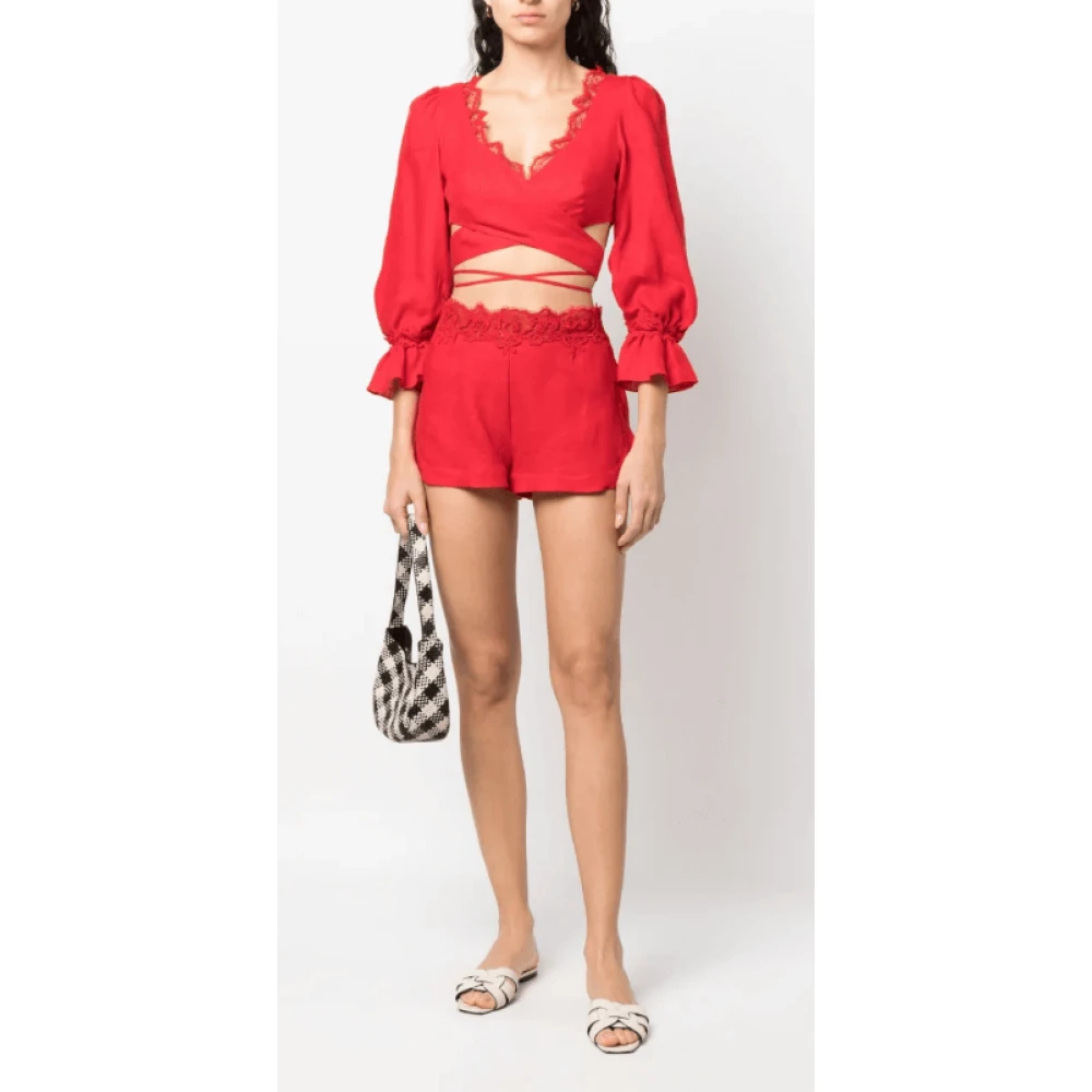 Ermanno Scervino Rode Kanten Wrap Top Red Dames