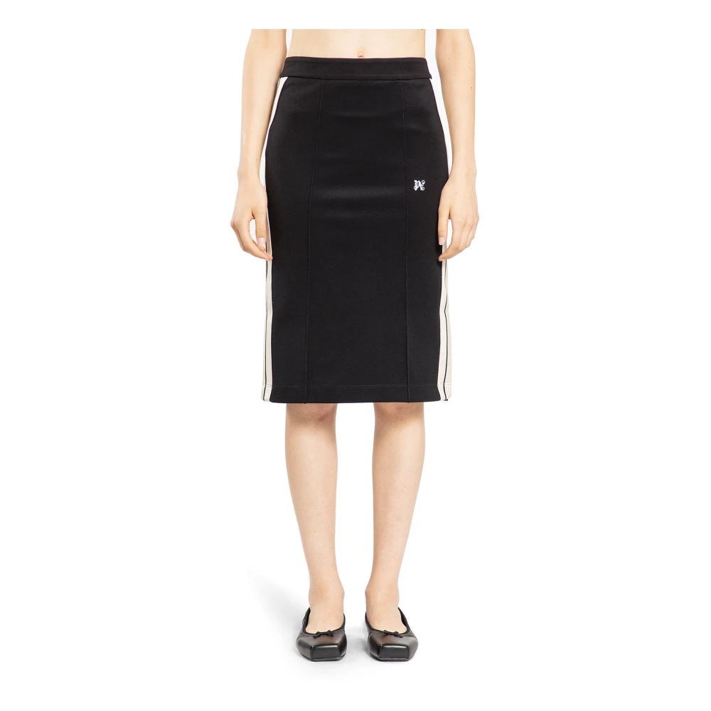 Palm Angels Monogram Midi Rok Zwart Off White Black Dames