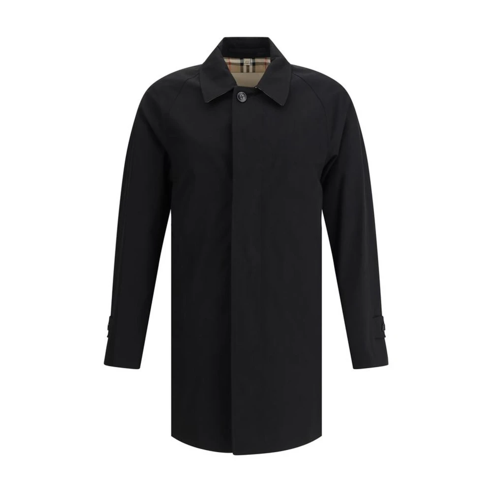Burberry Klassieke Katoenen Jas met Geruite Voering Black Heren