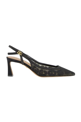 Svarta Spets Slingback Pumps