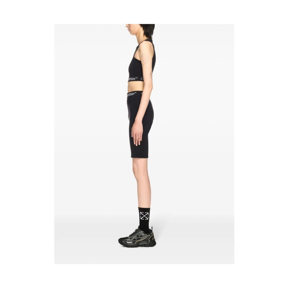 Off White Mouwloze Logo Onderband Rits Top Black Dames