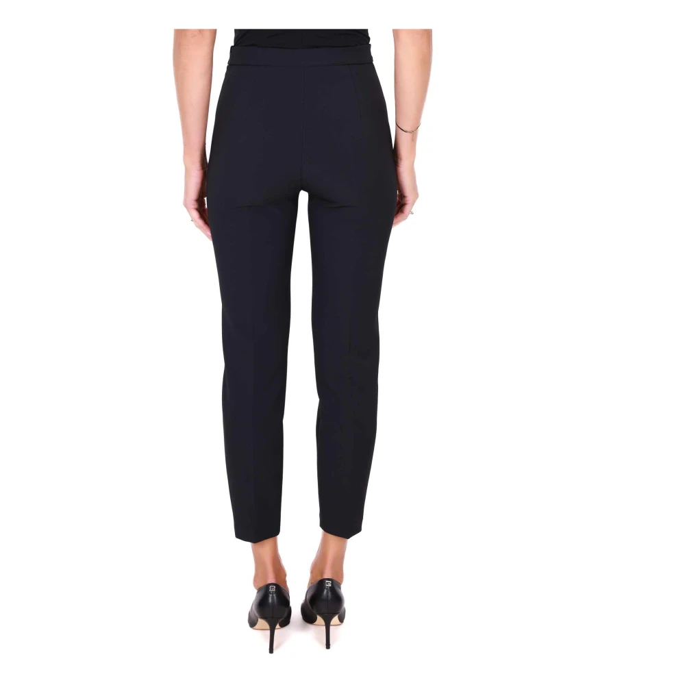 Elisabetta Franchi Zwarte sigarettenbroek met logoplaques Black Dames
