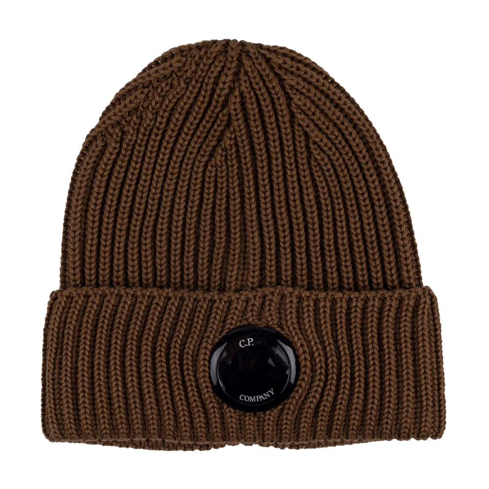 C.P. Company Wollen herenmuts met frontlensdetail Brown Heren