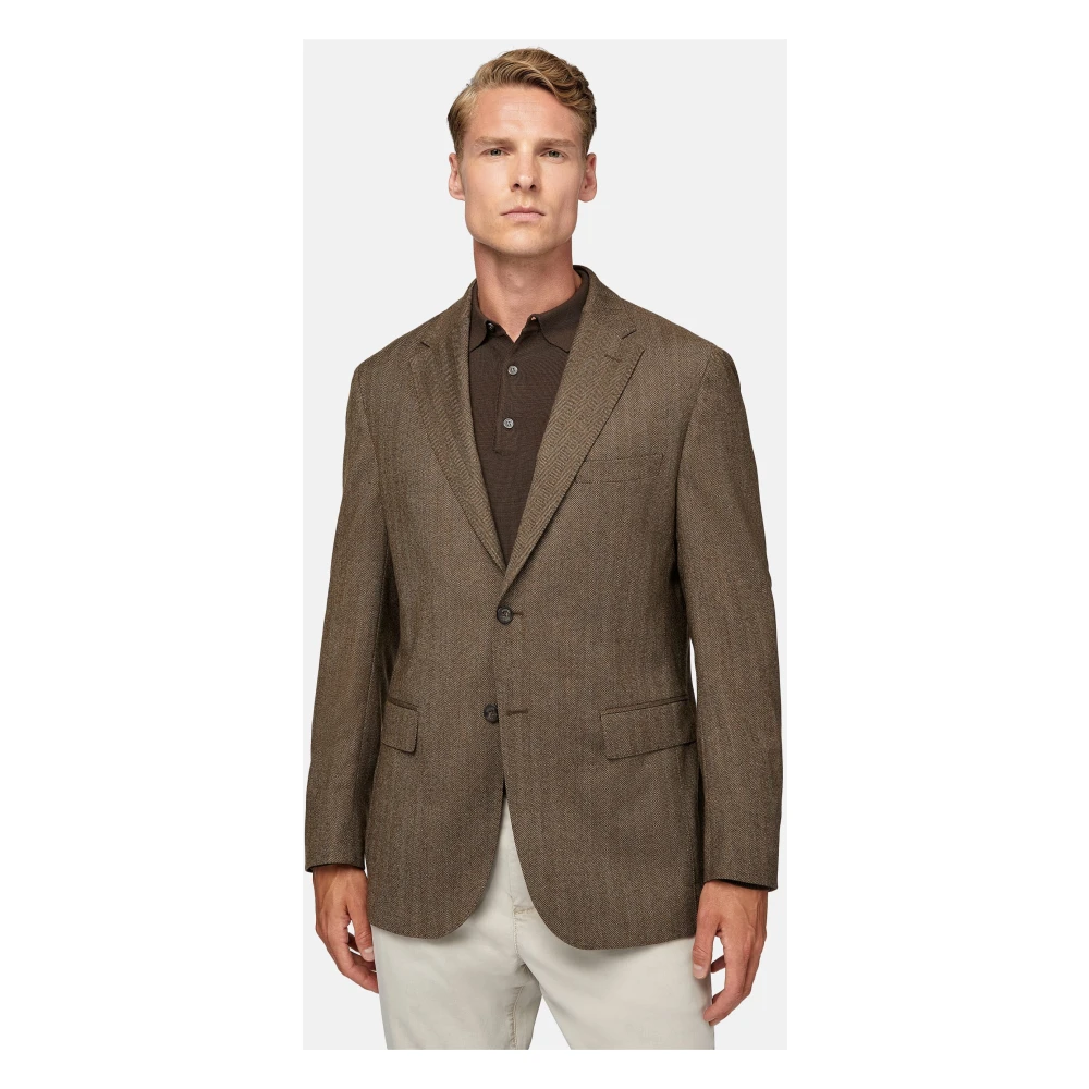 Boggi Milano Stretch Wool Jas Brown Heren