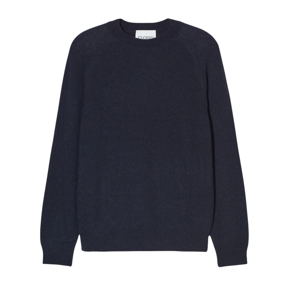 Closed Wollen Bouclé Raglan Crewneck Sweater Blue Heren