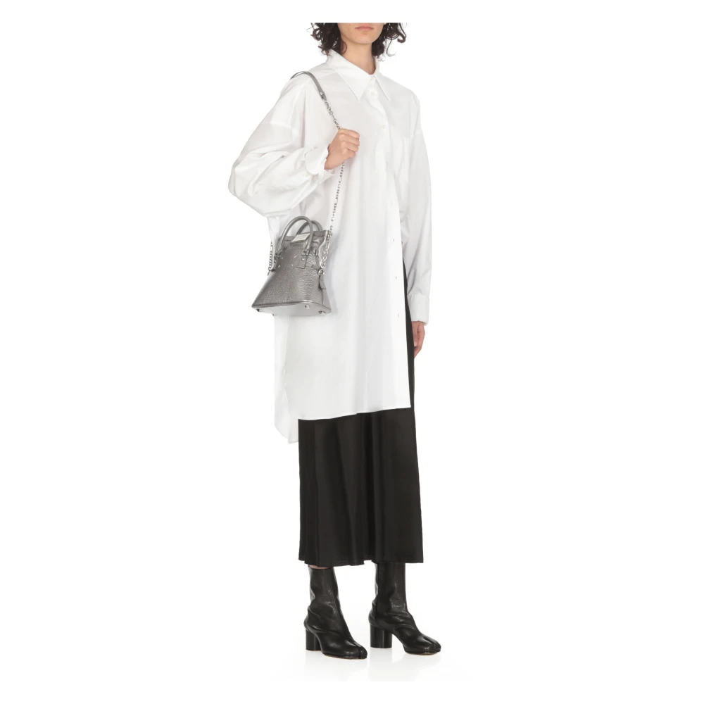 Maison Margiela Zilveren Schoudertas van Pebble Leer Gray Dames