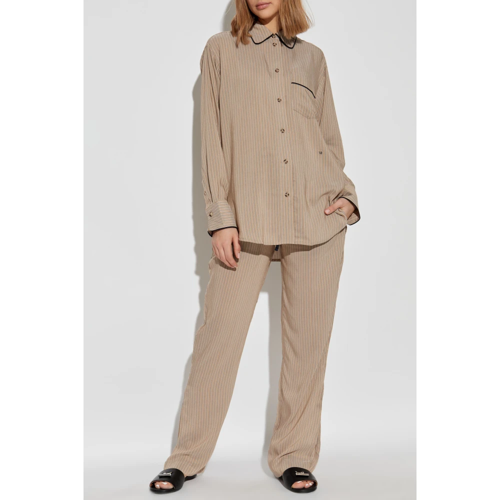 Victoria Beckham Gestreepte broek Beige Dames