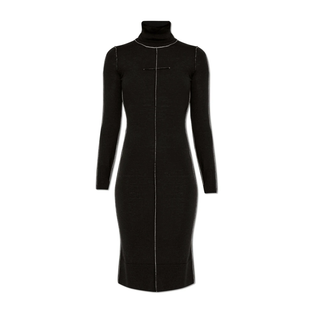 MM6 Maison Margiela Stijlvolle Maxi Jurk met Rolhals Black Dames