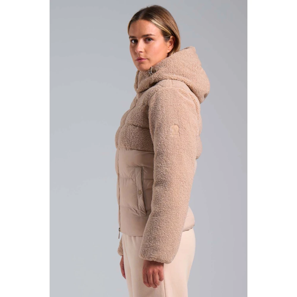 Ciesse Piumini Bonilla Beige hybride donsjack in teddy met capuchon Beige Dames