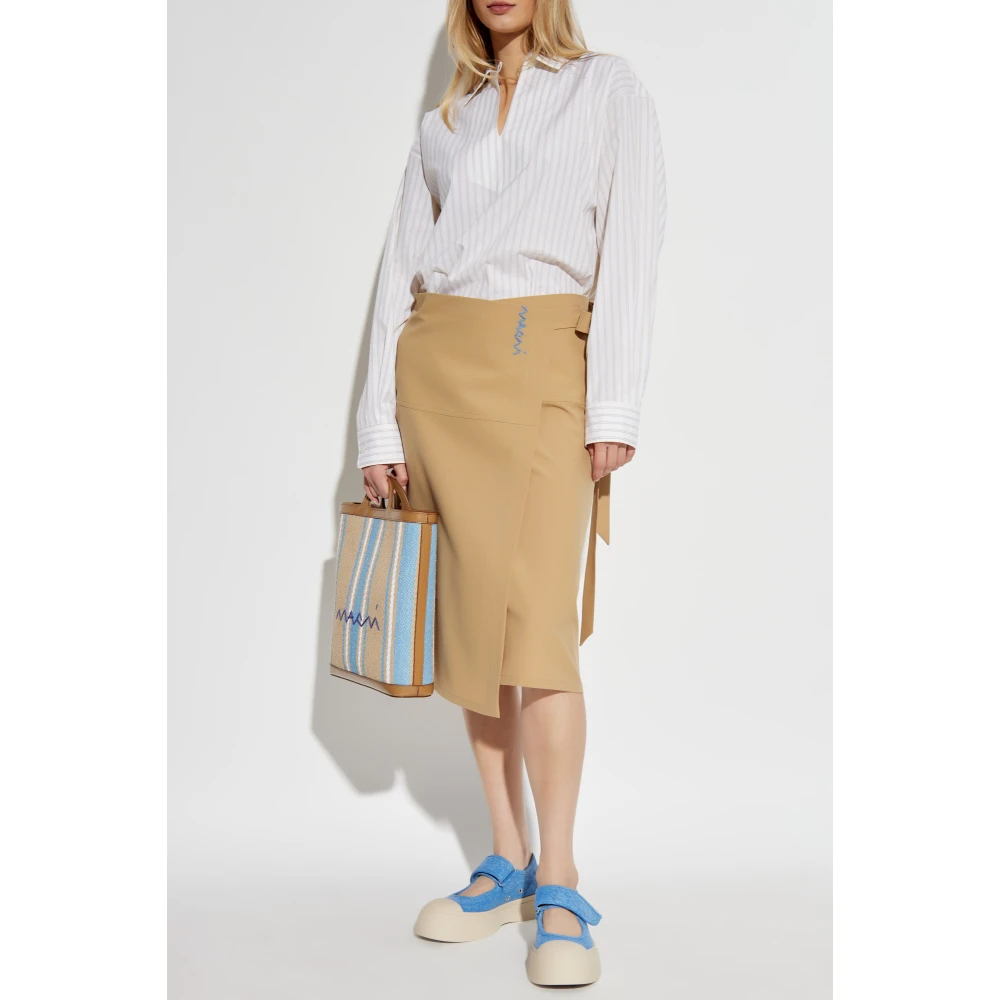 Marni Wikkelrok met strik Beige Dames