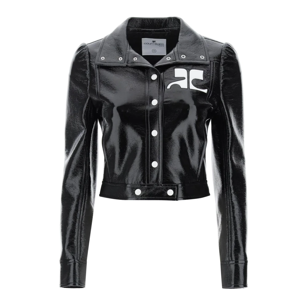 Courrèges Femme Noir - Veste En Coton Enduit Froissé Avec Détail Logo - Vestes - Taille: 42 Fr
