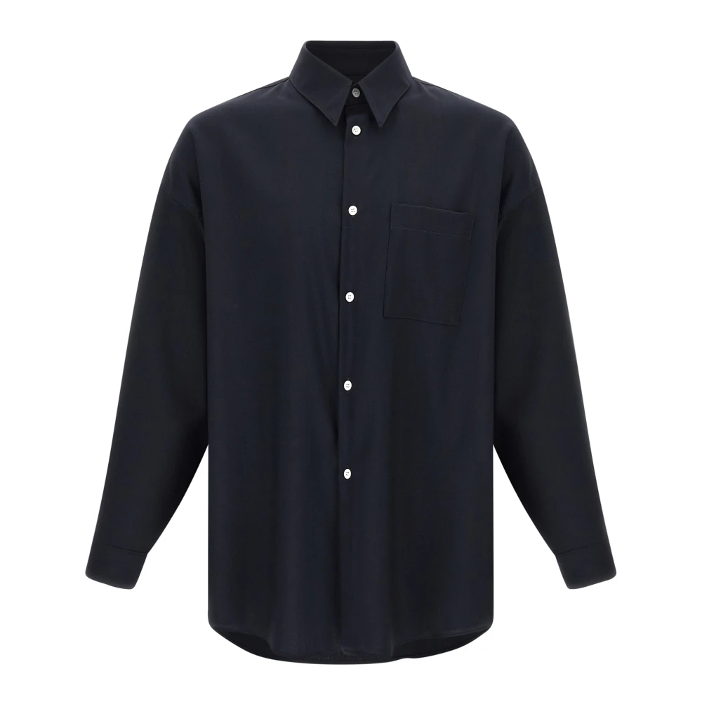 Marni Men's Blue Tropical Wool Long-Sleeved Shirt