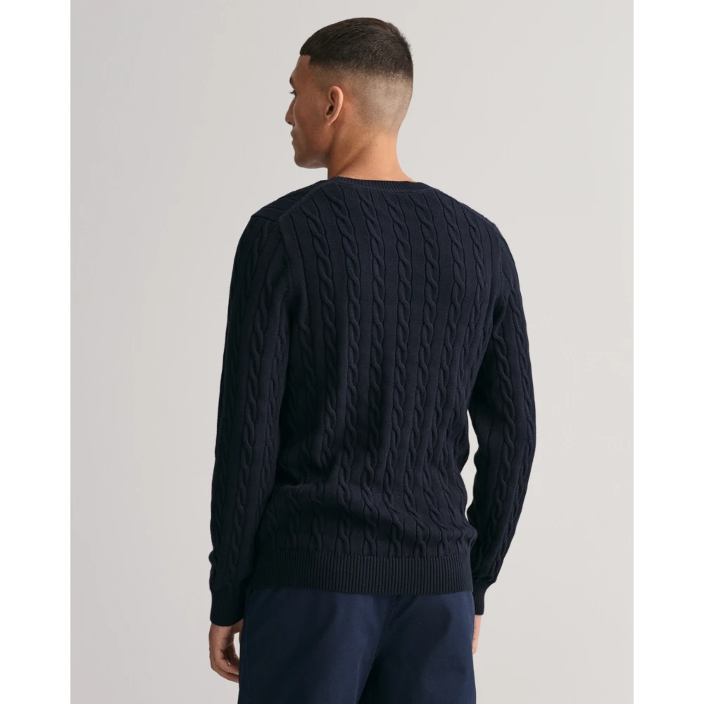 Gant Katoenen Kabeltrui Blue Heren