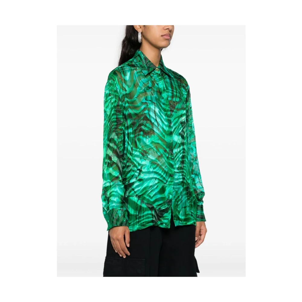 Roberto Cavalli Limoen Groen Abstract Patroon Overhemd Green Dames
