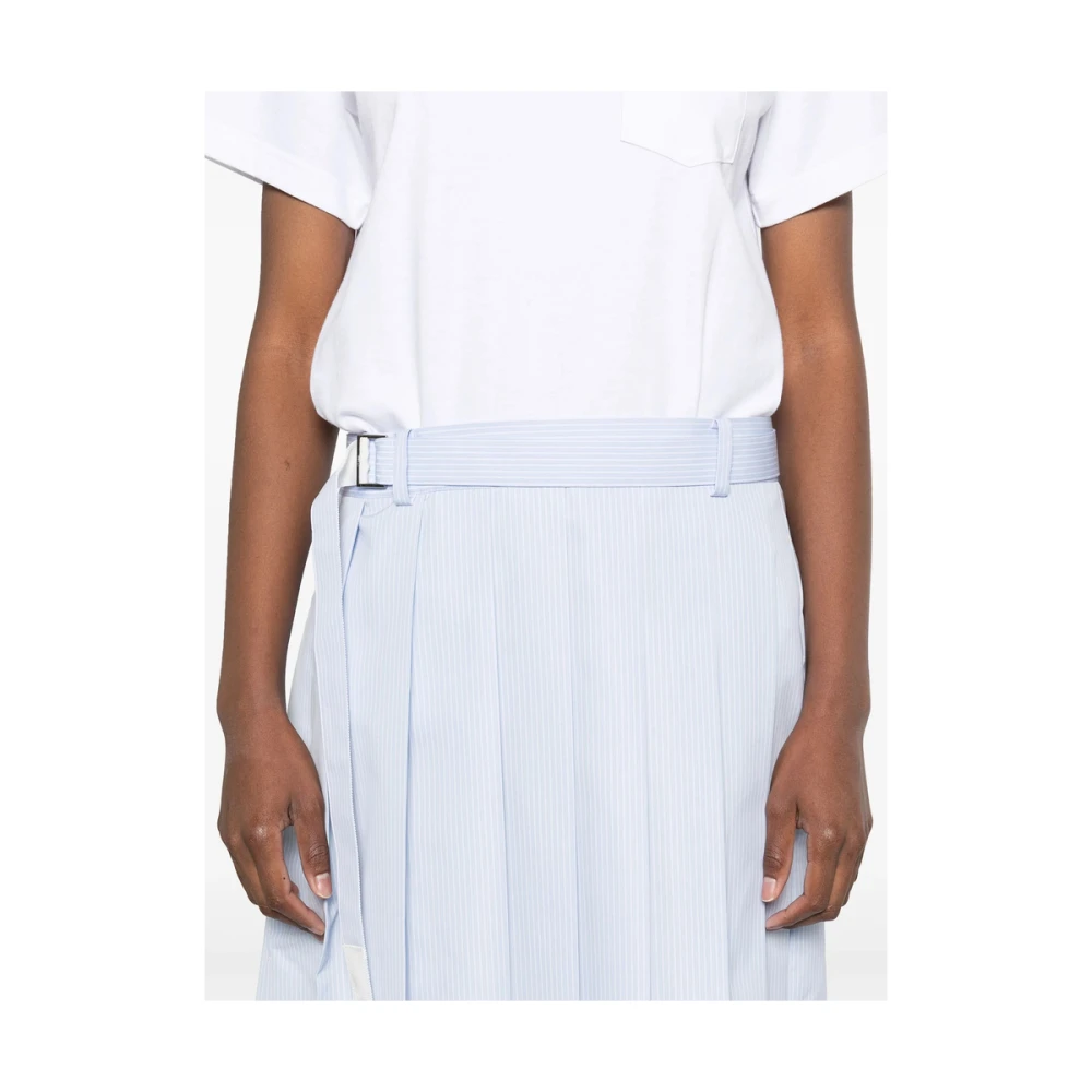 Sacai Witte Riem Taille Jurk Korte Mouwen White Dames
