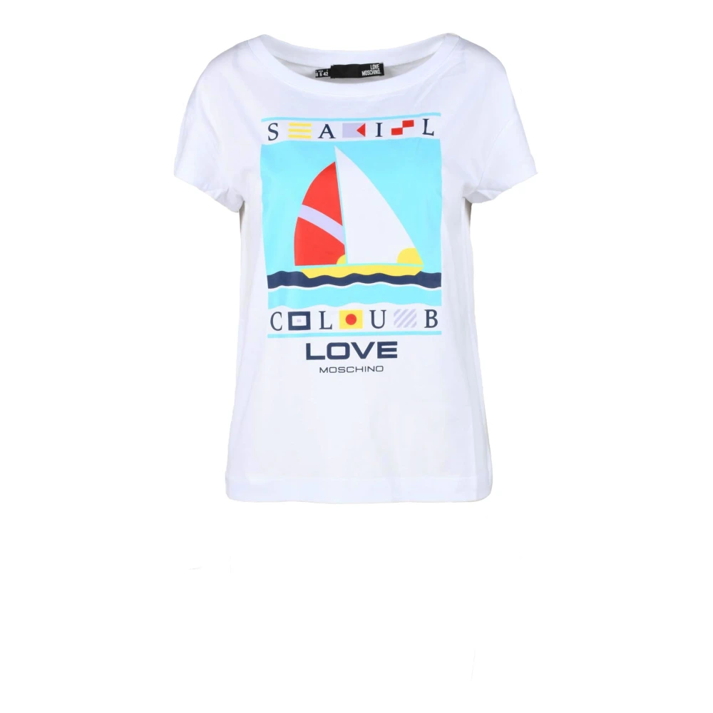 Love Moschino Katoenen T-shirt met Stijlvol Ontwerp White Dames