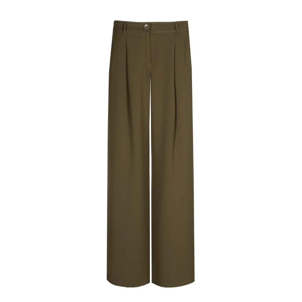 Marie Méro Wijde Pijp Geplooide Broek Green Dames